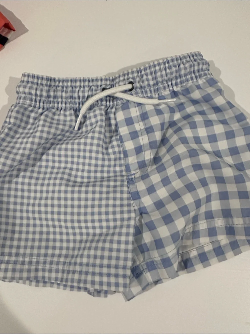Carters Kids Red Stripe Swim Trunks & Blue Gingham Swim Shorts - 2-Pack